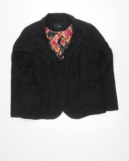 Next Women Black Linen Blazer Jacket Size 20 Workwear Formal