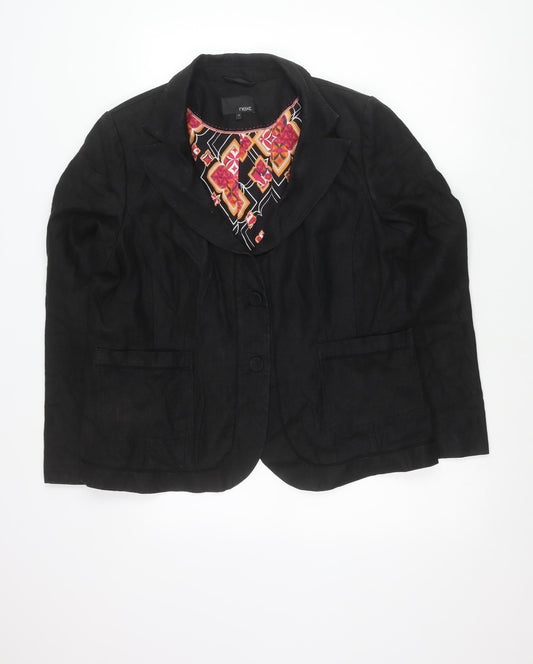 Next Women Black Linen Blazer Jacket Size 20 Workwear Formal