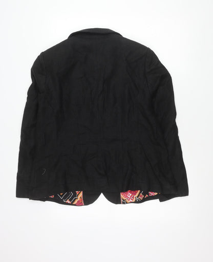 Next Women Black Linen Blazer Jacket Size 20 Workwear Formal