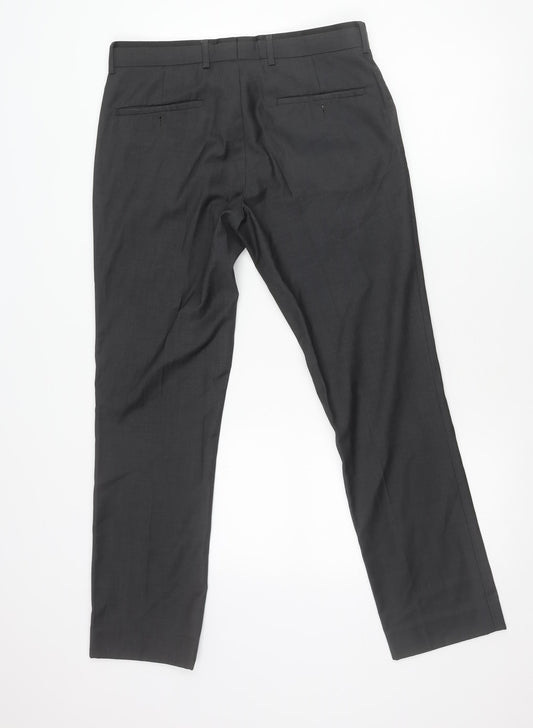 Topman Men's Black Wool Blend Dress Pants Trousers 32R Regular Fit