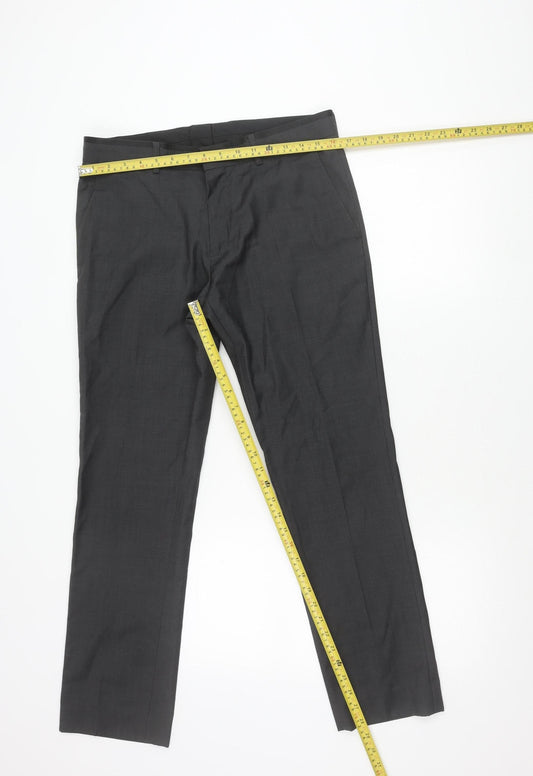 Topman Men's Black Wool Blend Dress Pants Trousers 32R Regular Fit