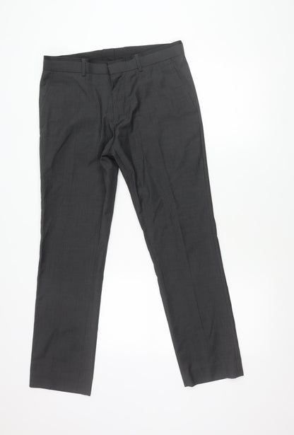 Topman Men's Black Wool Blend Dress Pants Trousers 32R Regular Fit