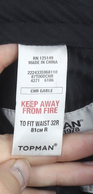 Topman Men's Black Wool Blend Dress Pants Trousers 32R Regular Fit