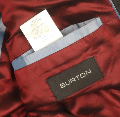 Burton Mens Black Pinstripe Suit Jacket 46 Chest XL Regular Fit