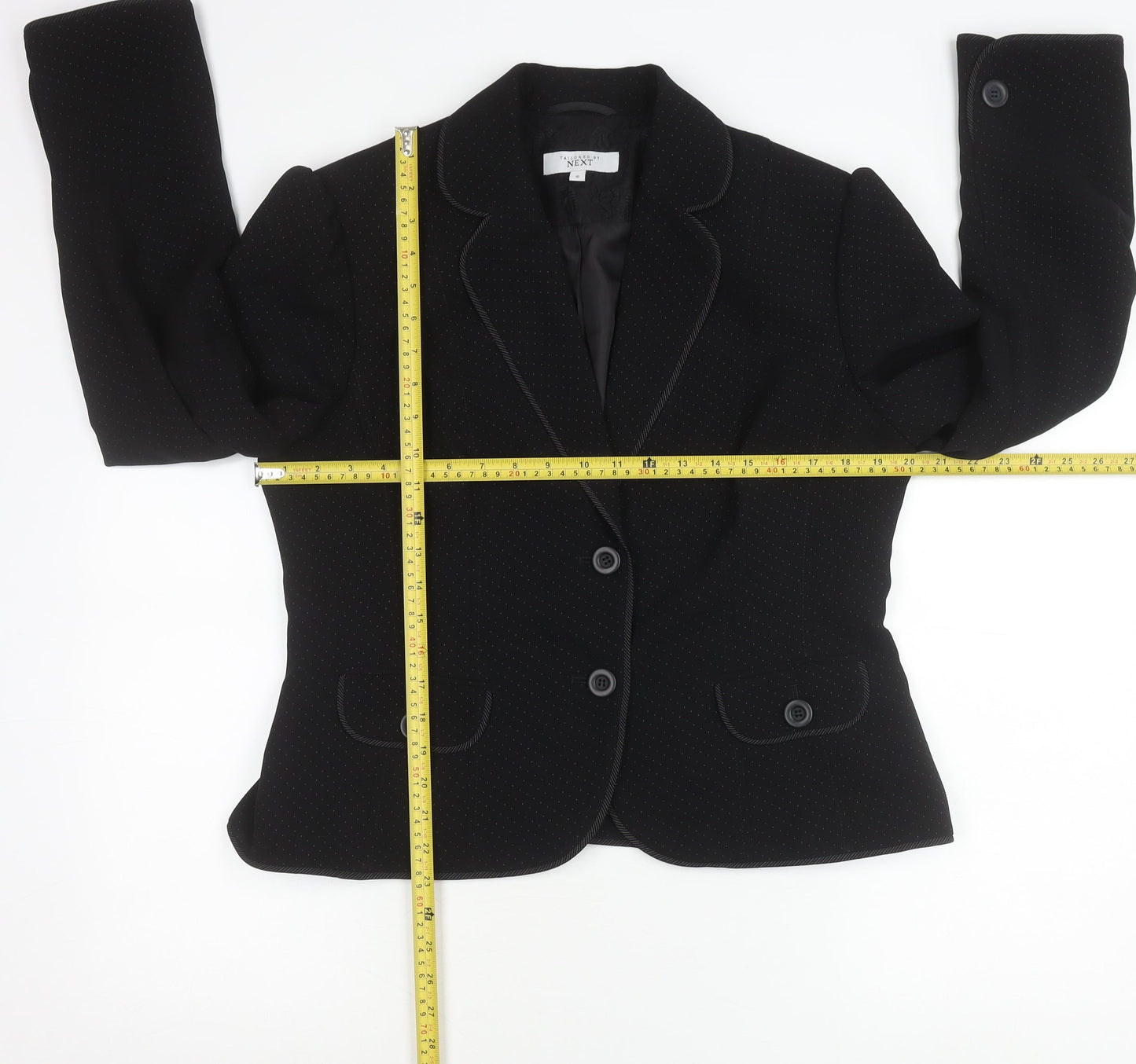 Next Women’s Black Tailored Suit Jacket Size 16 Polka Dot Formal
