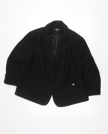 Marks and Spencer Womens Black Size 22 Wool Blend Four-Button Jacket