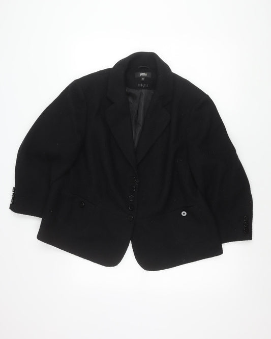 Marks and Spencer Womens Black Size 22 Wool Blend Four-Button Jacket