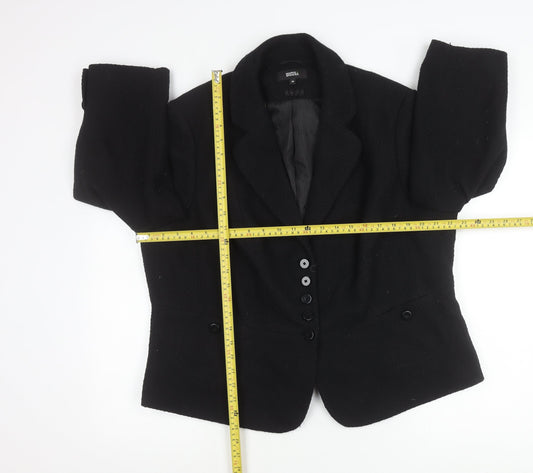 Marks and Spencer Womens Black Size 22 Wool Blend Four-Button Jacket