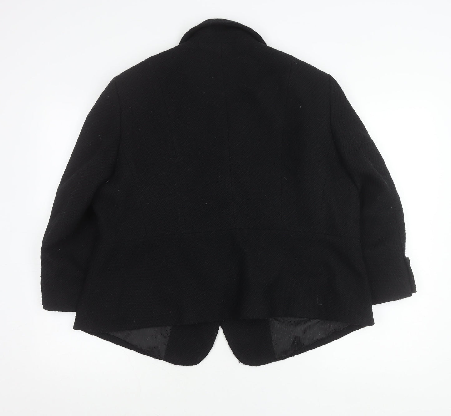 Marks and Spencer Womens Black Size 22 Wool Blend Four-Button Jacket
