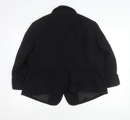 Marks and Spencer Womens Black Size 22 Wool Blend Four-Button Jacket