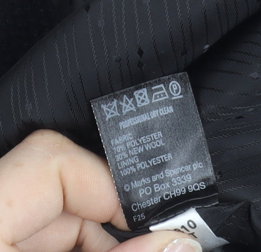 Marks and Spencer Womens Black Size 22 Wool Blend Four-Button Jacket