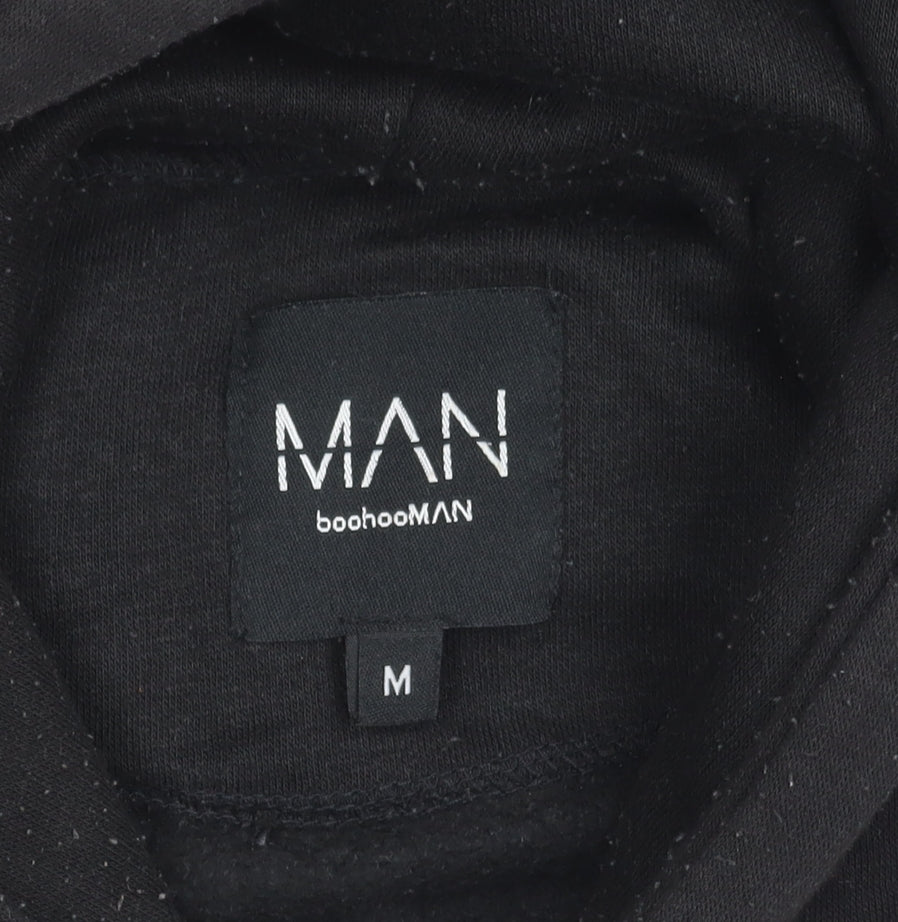 Mens UK Size M boohooMAN Black Pullover Hoodie