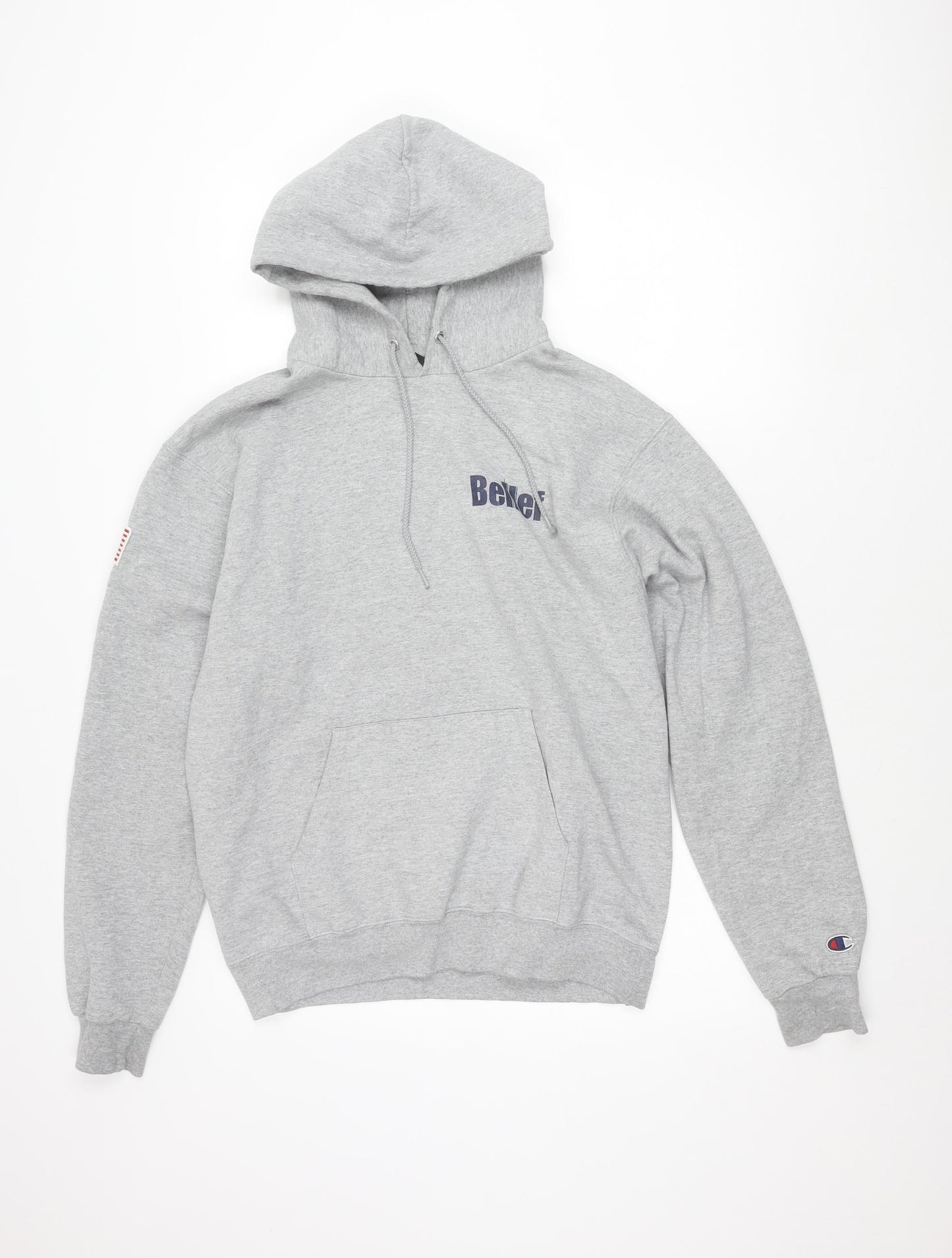 Belief Mens Grey Pullover Hoodie Medium Graphic Print USA Logo