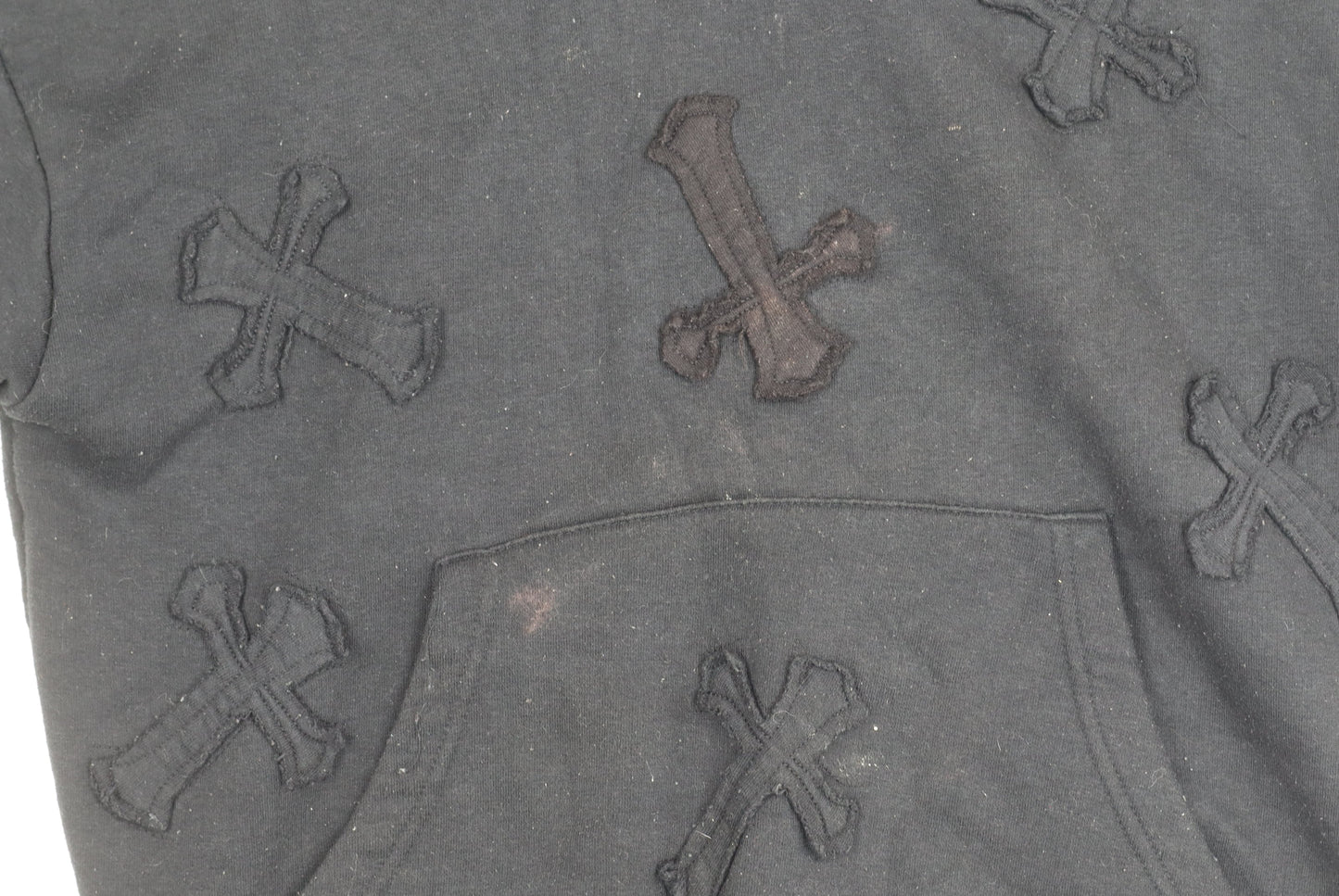 EGO Women’s Black Hoodie UK 8 Gothic Cross Embroidered Pullover