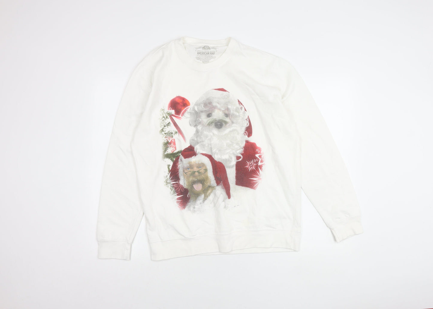American Rag Men’s White Christmas Dog Print Sweatshirt L