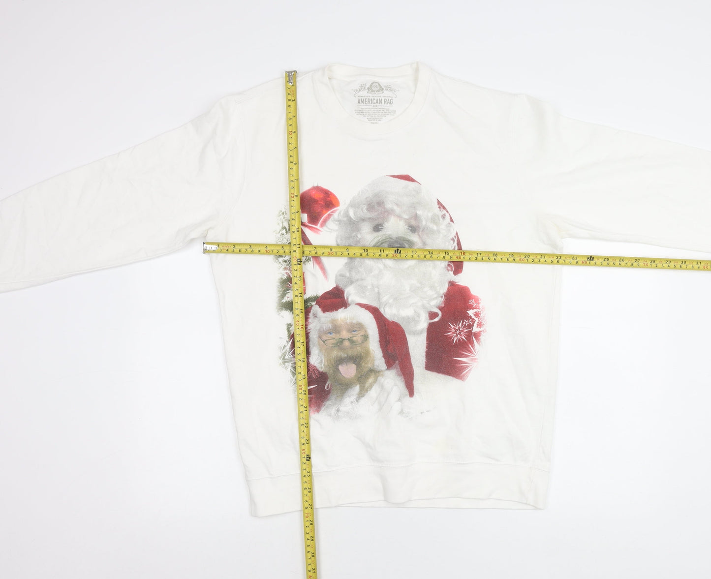 American Rag Men’s White Christmas Dog Print Sweatshirt L