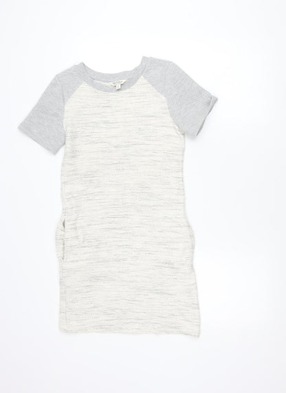 Miss Selfridge Women’s White Grey Short T-Shirt Dress Size 4