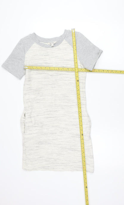 Miss Selfridge Women’s White Grey Short T-Shirt Dress Size 4