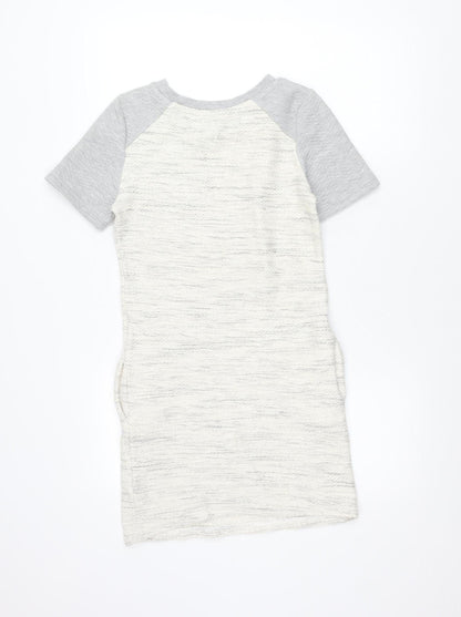 Miss Selfridge Women’s White Grey Short T-Shirt Dress Size 4