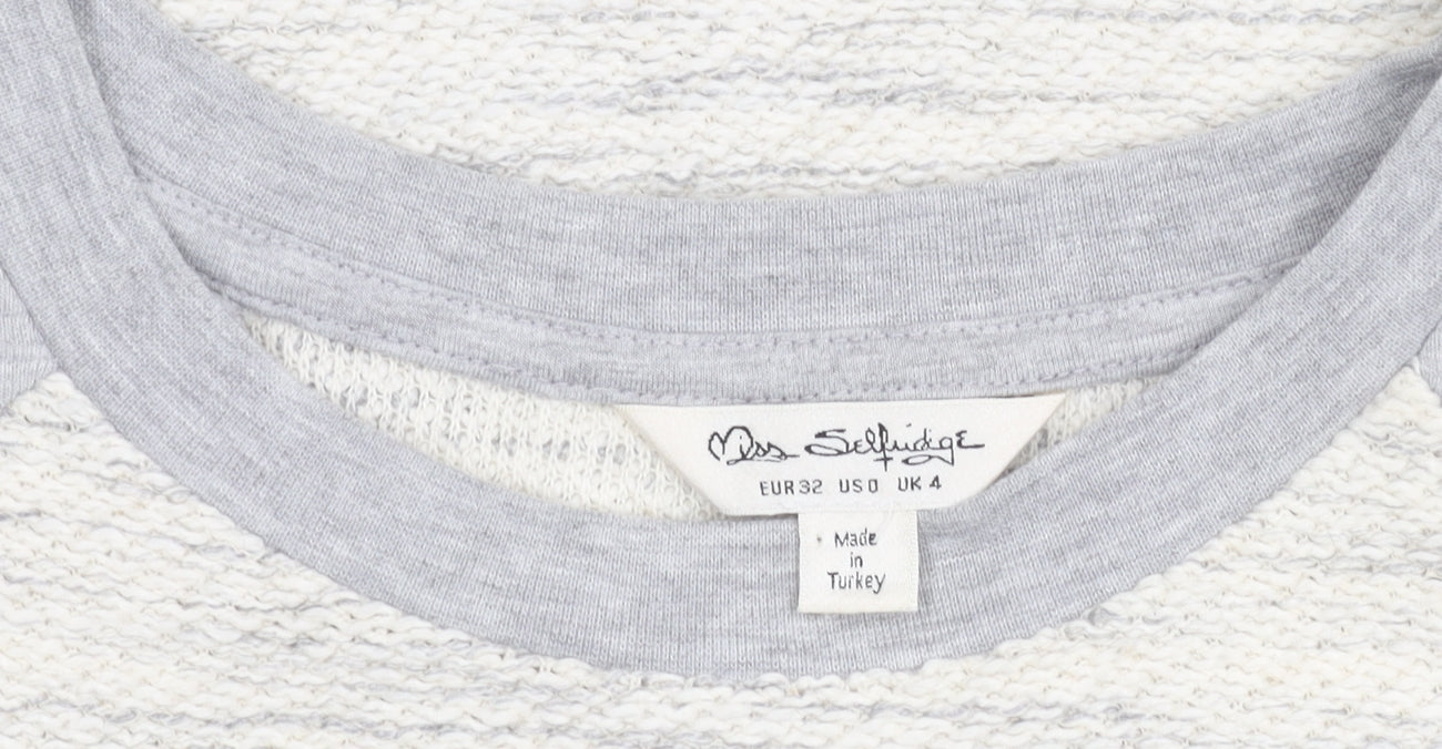 Miss Selfridge Women’s White Grey Short T-Shirt Dress Size 4