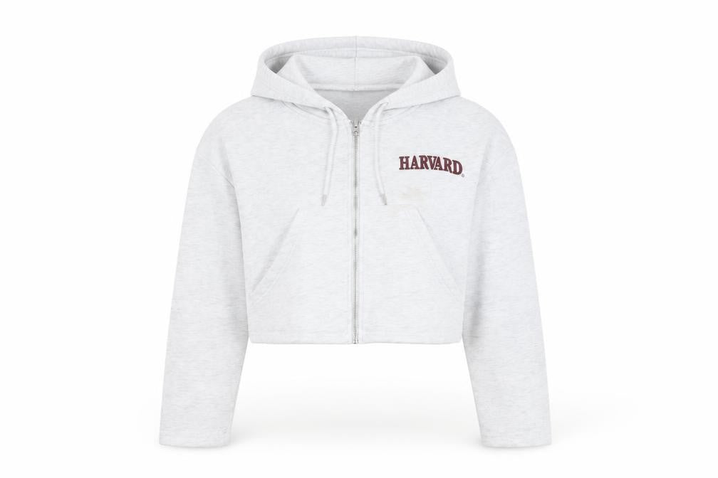 Primark Women’s Grey Cropped Harvard Hoodie Jacket Size 12
