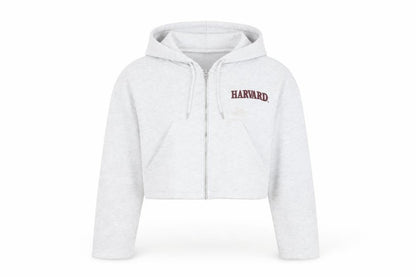 Primark Women’s Grey Cropped Harvard Hoodie Jacket Size 12