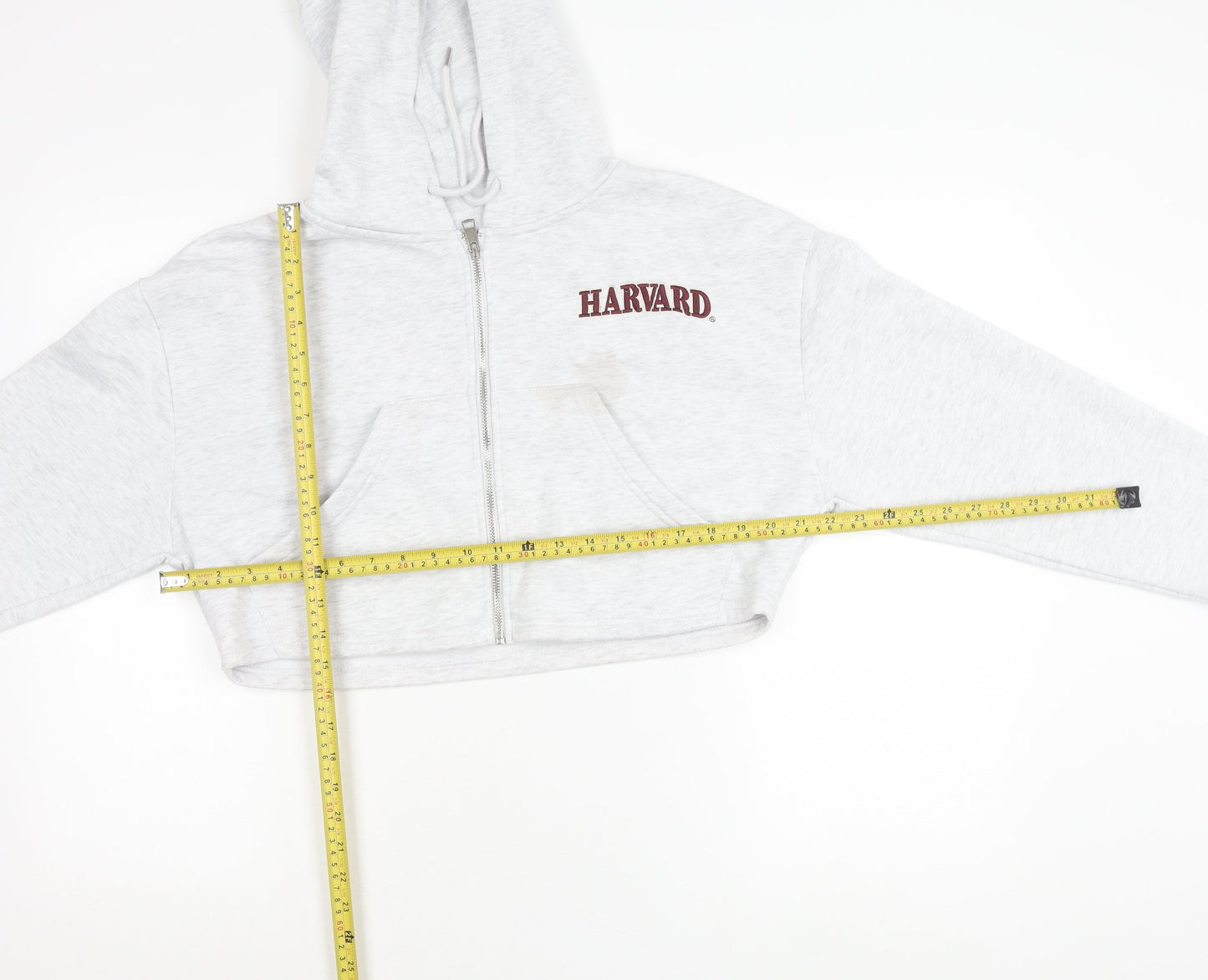 Primark Women’s Grey Cropped Harvard Hoodie Jacket Size 12