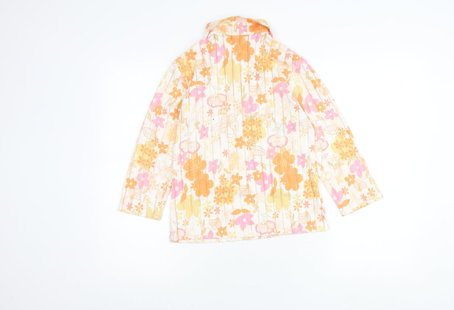 Shouwei Womens Multicoloured Floral Collared Blouse M Long Sleeve Cotton Blend