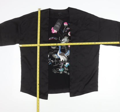 New Look Womens Black Embroidered Kimono Blouse Size 8