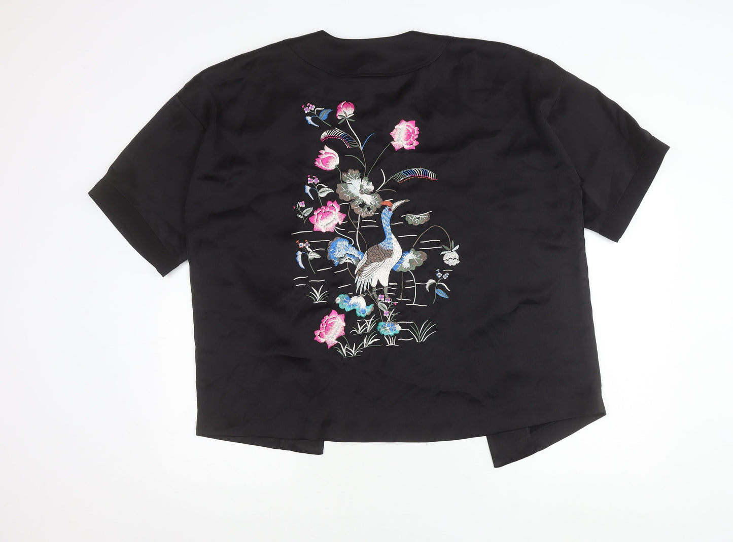 New Look Womens Black Embroidered Kimono Blouse Size 8