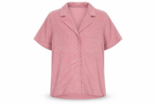 Never Fully Dressed Women’s Pink Button-Up Shirt Size S Short Sleeve