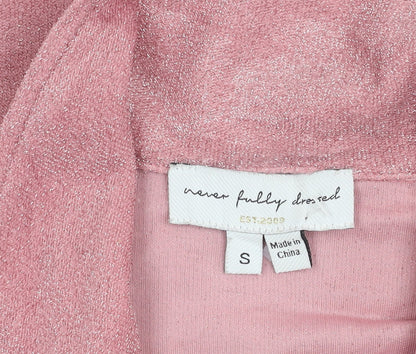 Never Fully Dressed Women’s Pink Button-Up Shirt Size S Short Sleeve