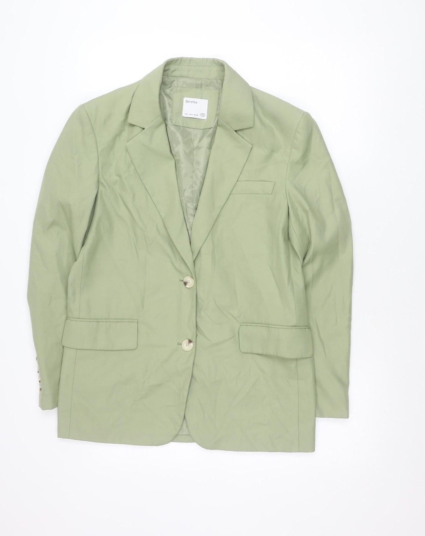 Bershka Womens Green Blazer Size 8 Regular Fit Tailored Jacket