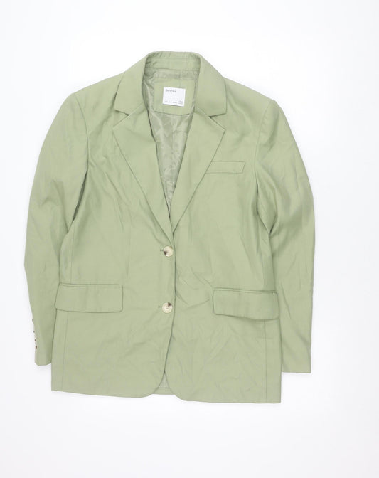 Bershka Womens Green Blazer Size 8 Regular Fit Tailored Jacket