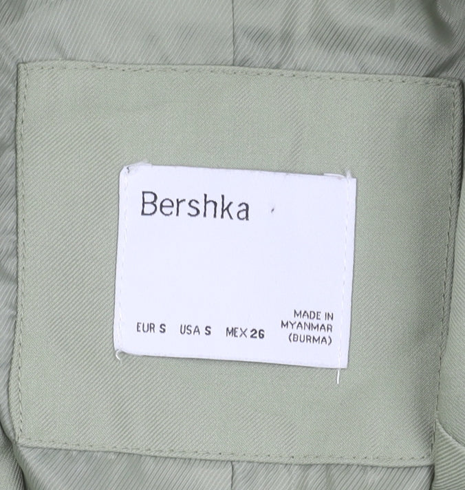 Bershka Womens Green Blazer Size 8 Regular Fit Tailored Jacket