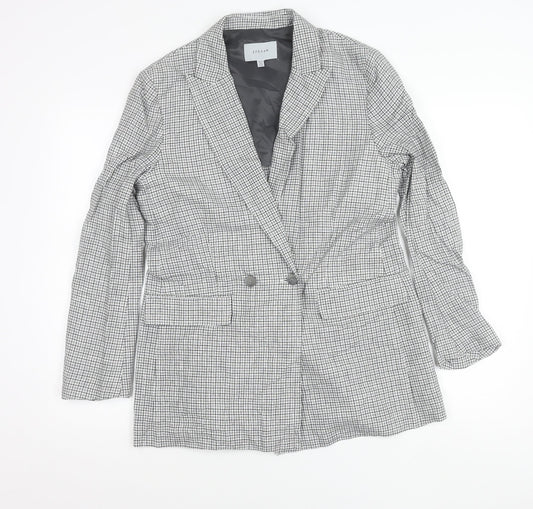 Jigsaw Women’s Grey Check Linen Blend Double-Breasted Blazer UK 12