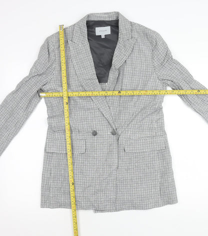 Jigsaw Women’s Grey Check Linen Blend Double-Breasted Blazer UK 12