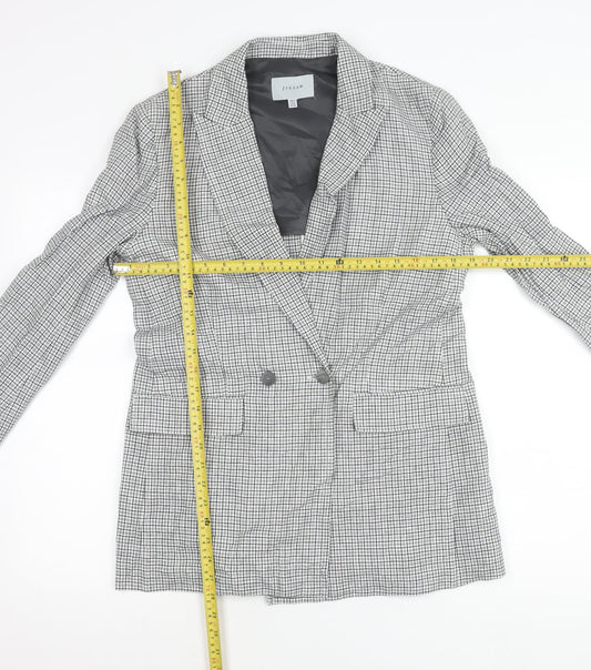 Jigsaw Women’s Grey Check Linen Blend Double-Breasted Blazer UK 12