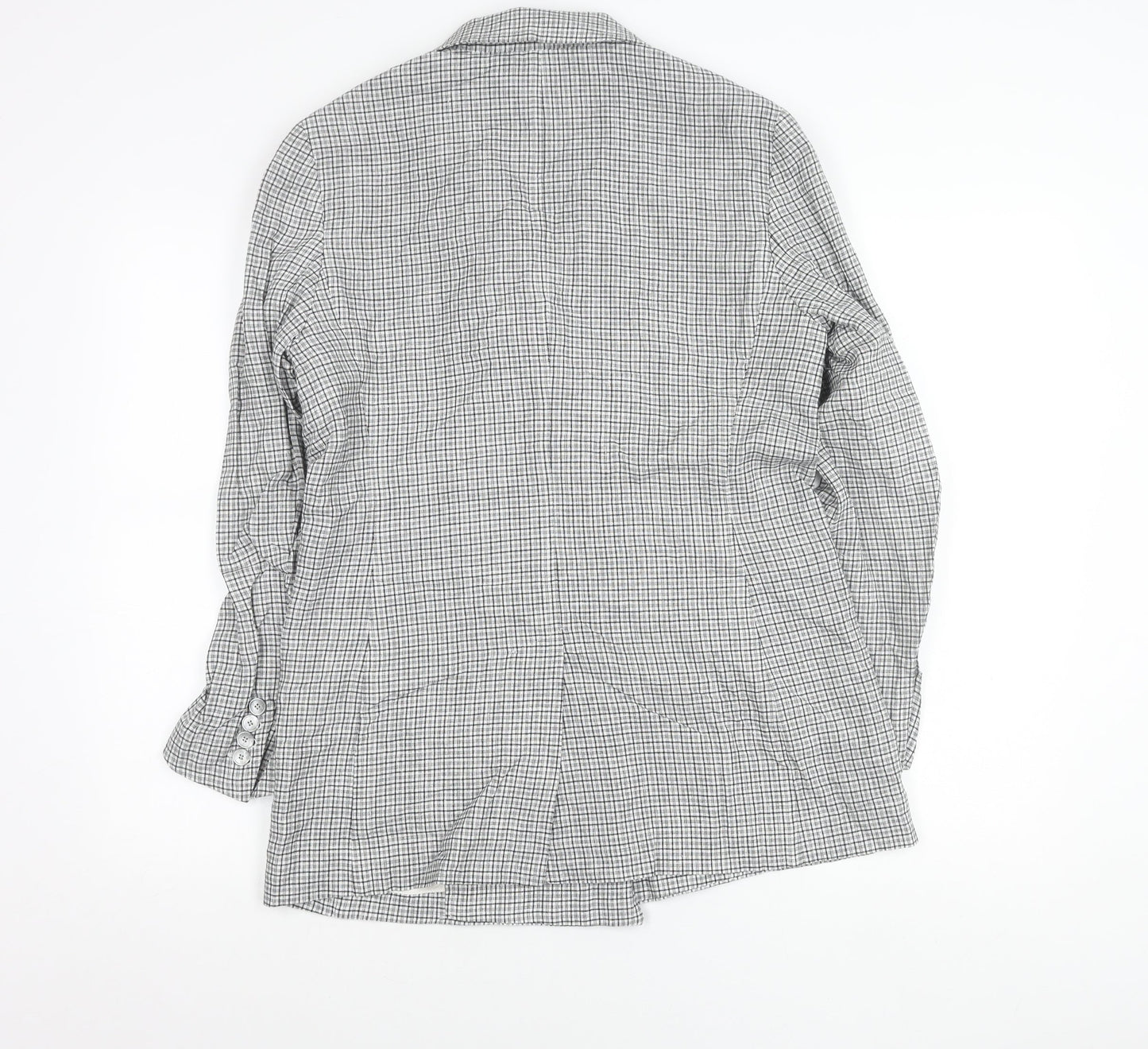 Jigsaw Women’s Grey Check Linen Blend Double-Breasted Blazer UK 12