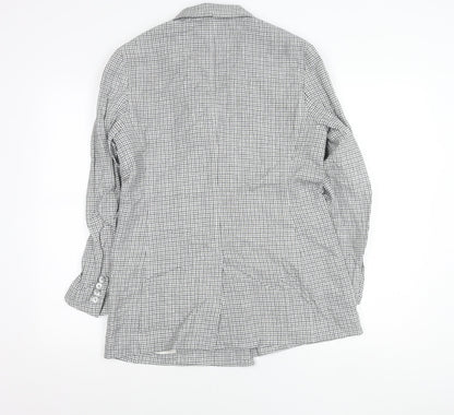 Jigsaw Women’s Grey Check Linen Blend Double-Breasted Blazer UK 12