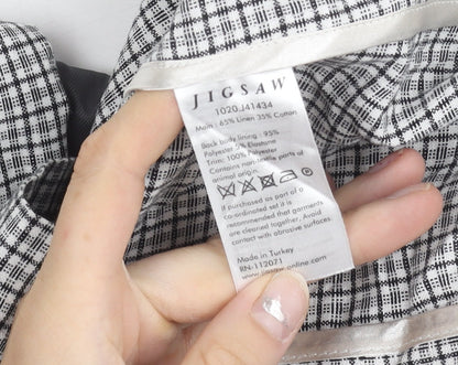 Jigsaw Women’s Grey Check Linen Blend Double-Breasted Blazer UK 12