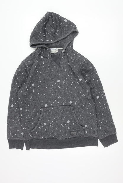 Zara Boys Grey Pullover Hoodie 13-14 Years Graphic Print Cotton Blend