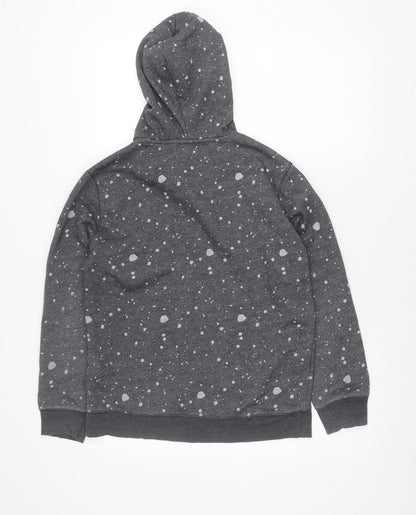 Zara Boys Grey Pullover Hoodie 13-14 Years Graphic Print Cotton Blend