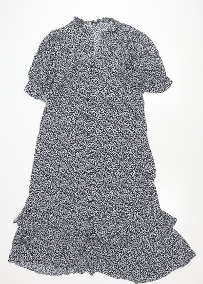 Next Women’s Blue Floral Shift Dress Size 8 Short Sleeve