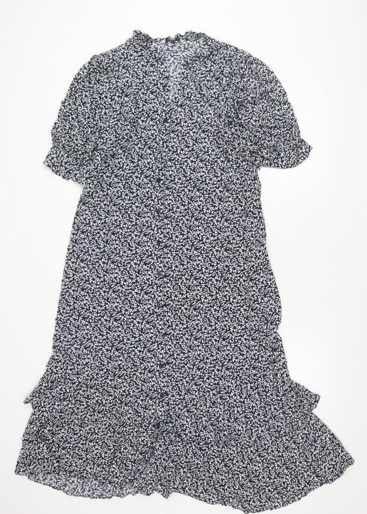 Next Women’s Blue Floral Shift Dress Size 8 Short Sleeve