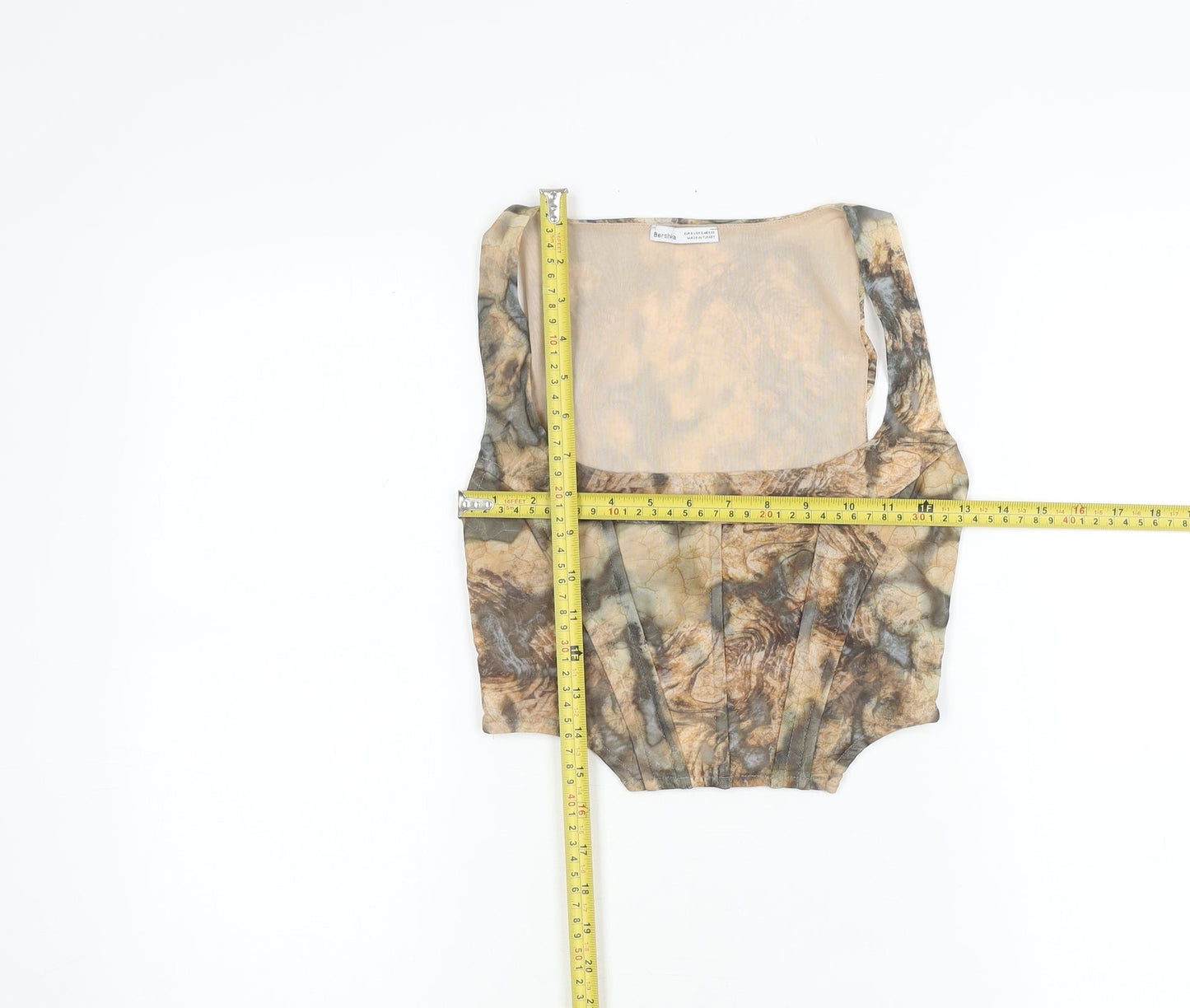 Bershka Womens Multicoloured Mesh Cropped Tank Top Size S