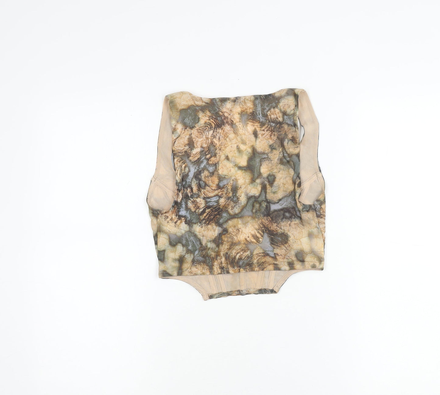 Bershka Womens Multicoloured Mesh Cropped Tank Top Size S