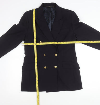 Marks and Spencer St Michael Women’s Black Wool Double-Breasted Petite Fit Blazer UK 12