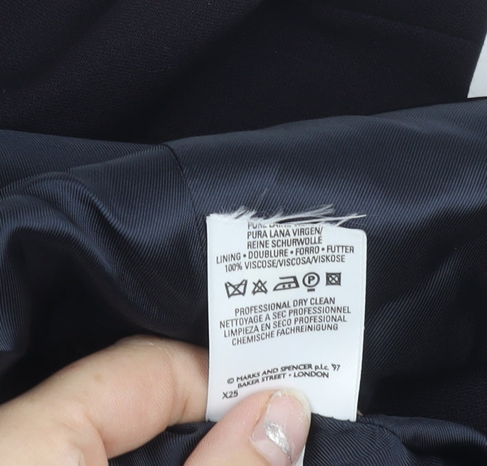 Marks and Spencer St Michael Women’s Black Wool Double-Breasted Petite Fit Blazer UK 12