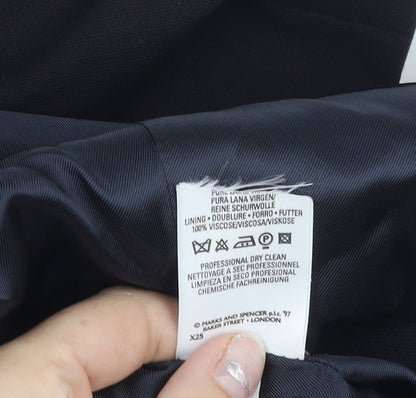 Marks and Spencer St Michael Women’s Black Wool Double-Breasted Petite Fit Blazer UK 12